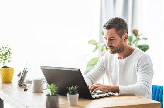 Man working on laptop
