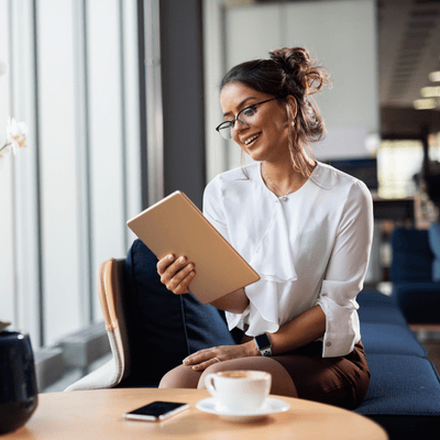 Woman working on iPad
